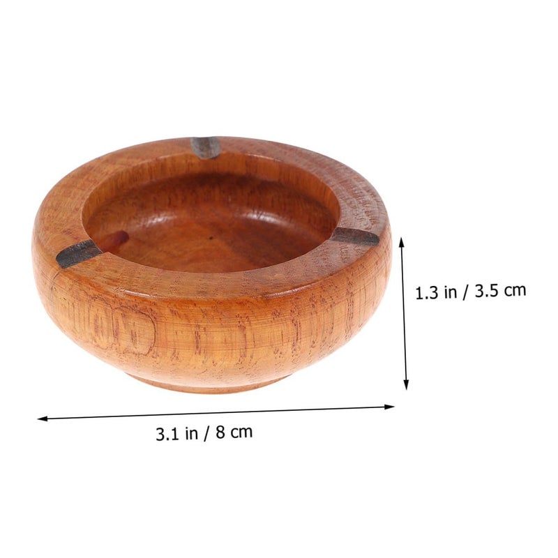 Garneck Wooden Round Ashtray 2pcs 10x3.5cm Retro Cigarette Ash Tray Home Office Decor - Image 3