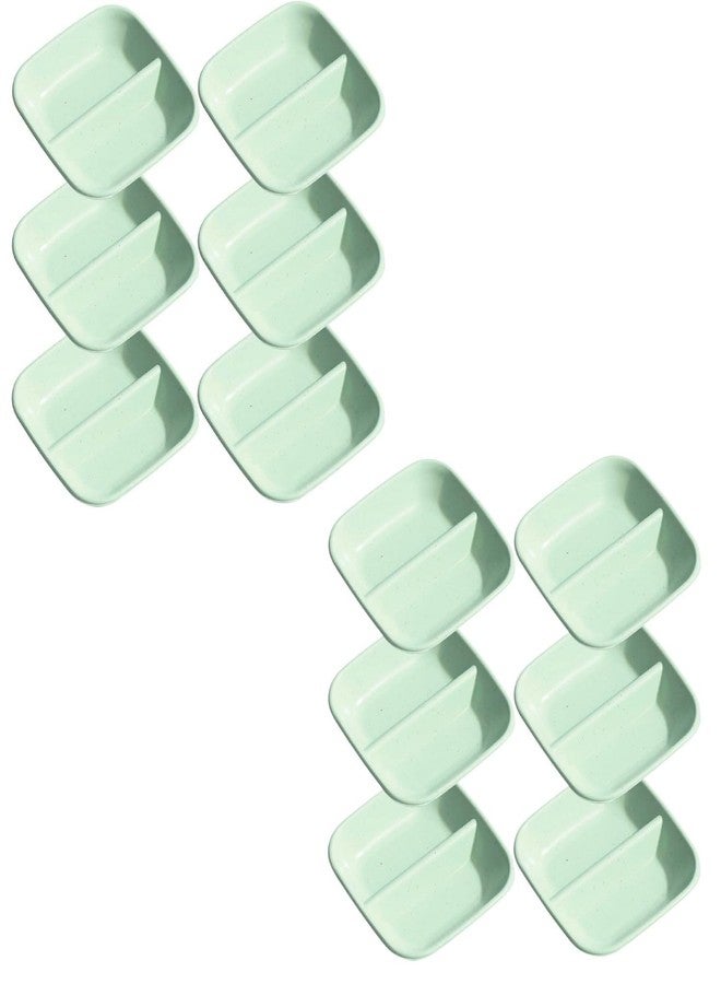 FS COOL Wheat Straw Twin Dish Trays Dual Section Serving Plates for Snacks & Condiments – Kitchen Tableware Organizer Mini Bowls Toddlers Kids Children Baby, Toddler Dinner (9 Cm, 12 Piece, Green) - Image 1
