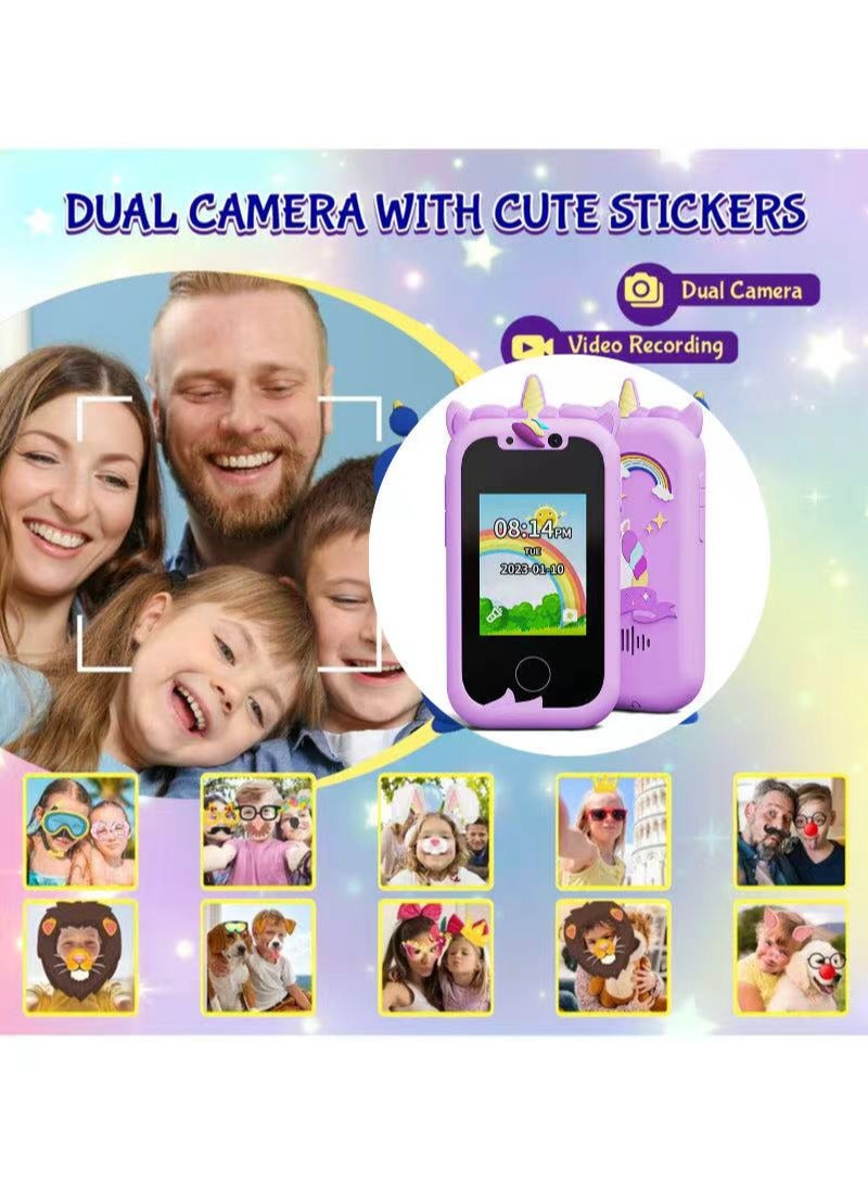 TNGames Unicorn Kids Smartphone Toy for Boys & Girls Aged 3-8 | Early Education Learning Toy | Dual Camera + 64GB Expandable Storage | Puzzles/MP3 Music/Games | 2-Year Warranty Birthday Gift-Purple - Image 4