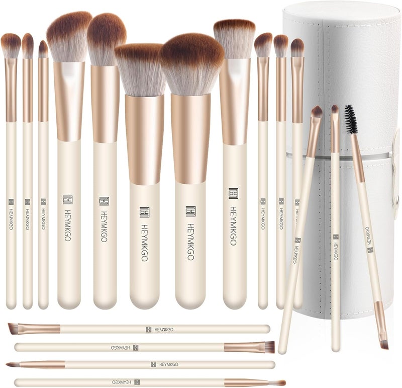 Makeup Brushes HEYMKGO 18 Pieces Professional Makeup Brush Set Foundation Eye Shadow Eyebrow Blush Brushes Make Up Brush Kit Synthetic Bristles with Storage Gift Box