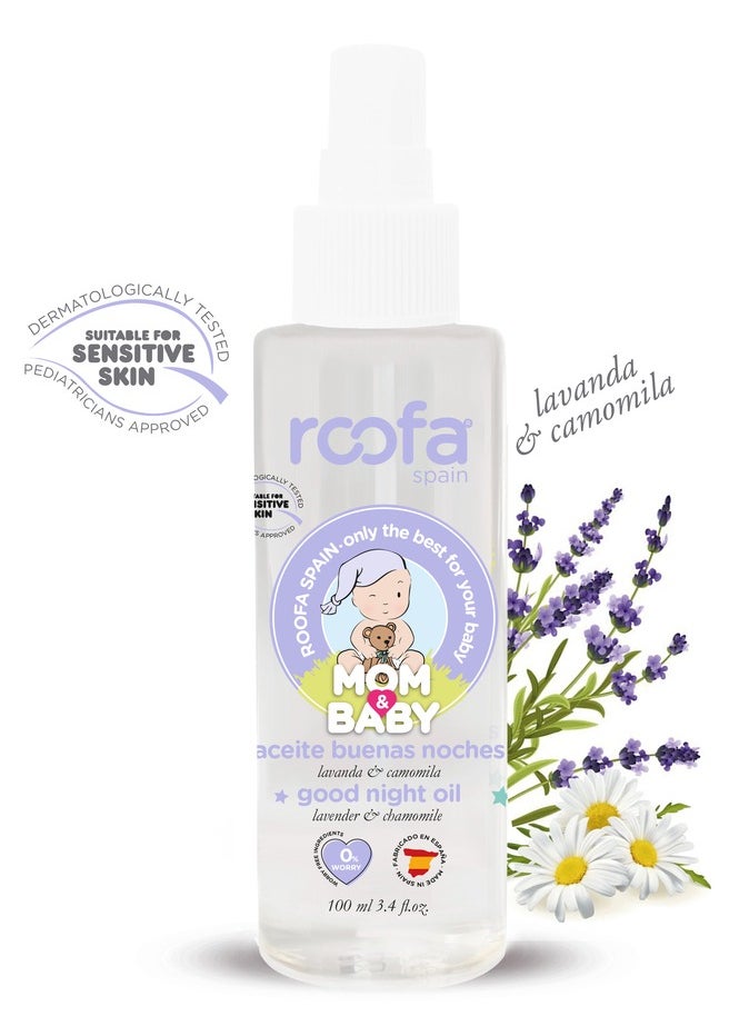 Roofa Spain Baby Good Night Oil (Natural) 100ml – With Lavender, Chamomile & Almond Oil, Protects, Relaxes & Softens Baby’s Skin  - Image 1