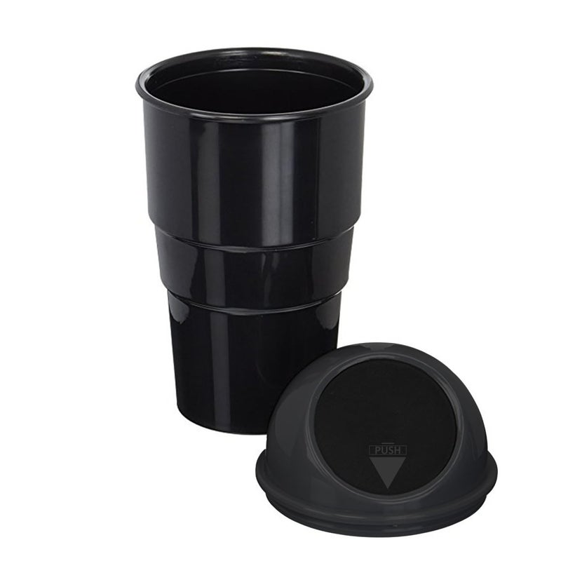Radiant Plastic Car Dustbin | Press-Top Dustbin For Car |Trash Bin | Car Bin Mini | Portable Trash Can, Home, Office (Black) - Image 2