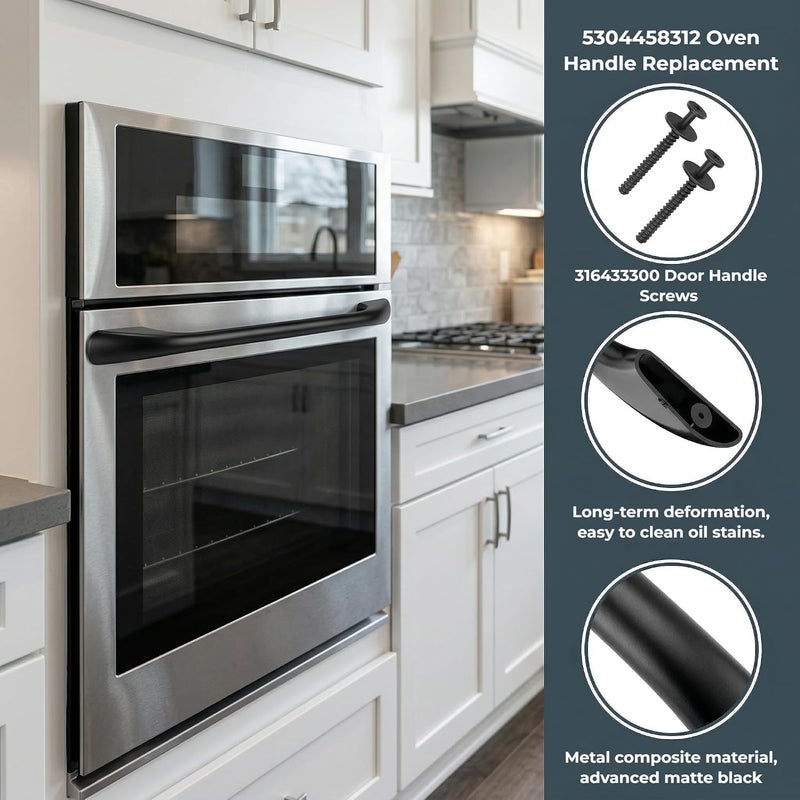 مقبض باب فرن محدث لعام 2024، رقم المنتج: 5304458312، مناسب لأفران Kenmore وFrigidaire وElectrolux، لاستبدال مقبض باب الفرن رقم 316443600، يتضمن 2 صامولة للمقبض رقم 316433300، مع ضمان لمدة سنتين. يأتي في عبوة تحتوي على 2 صامولة للمقبض رقم 316433300. - Image 3