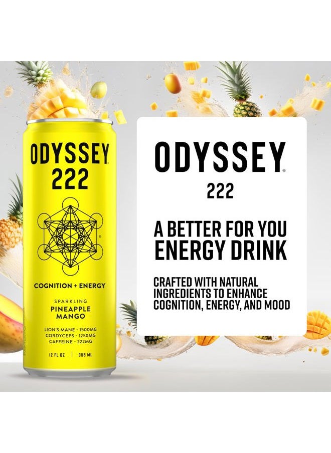 San Francisco Soap Company - Odyssey 222 Energy Drink, Pre Workout, 222mg Caffeine, Clean Energy Drinks, L Theanine, Lions Mane, Cordyceps & Green Tea for Energy, Focus & Mood Boost, Low Calorie, Variety Pack, 12 Fl oz, 12 Pack - Image 1