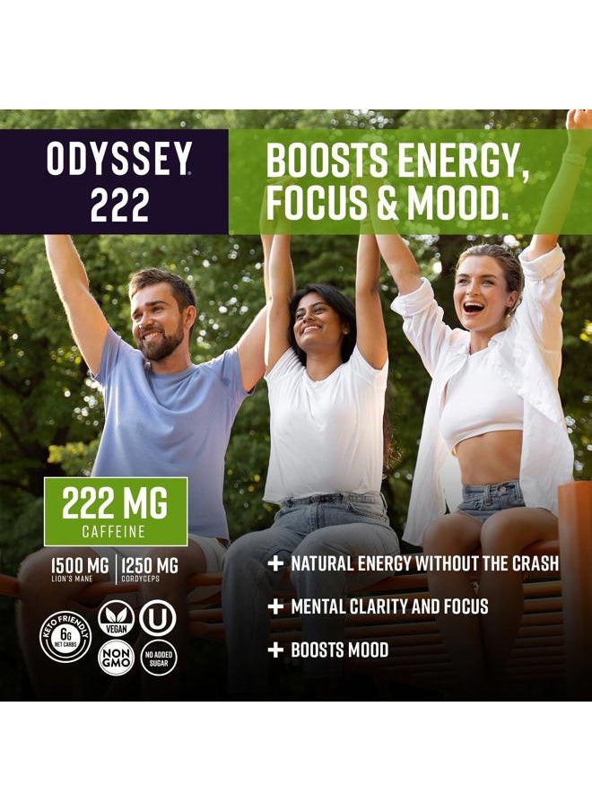 San Francisco Soap Company - Odyssey 222 Energy Drink, Pre Workout, 222mg Caffeine, Clean Energy Drinks, L Theanine, Lions Mane, Cordyceps & Green Tea for Energy, Focus & Mood Boost, Low Calorie, Variety Pack, 12 Fl oz, 12 Pack - Image 1
