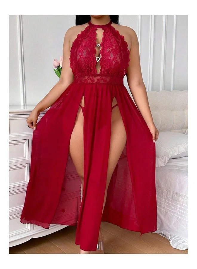 فييل فستان نوم نسائي بتيلة مع حقيبة قلب أحمر وإكسسوارات، بابيدول نسائي، ملابس داخلية، ملابس نسائية.