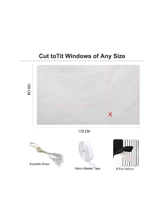 The Bros Blinds Window 100 x 170 CM No Drill Blinds Portable Blackout Blind Velcro Temporary Blinds Blackout Blinds Stick on Window, Bedroom, Nursery, Loft, Travel RV Car (Silver, 100 X 170CM)  - Image 5