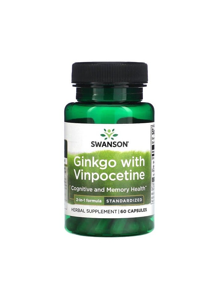 Ginkgo with Vinpocetine, Standardized, 60 Capsules
