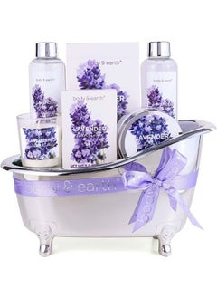 BODY & EARTH Gift Set for Women, Gift Basket for Women, Body & Earth Women Bath Set Lavender Spa Baskets with Bubble Bath, Bath Salts, Body Lotion, Scented Candle,Gifts for Women,Father's Day Gifts, Fathers Day Gi  - Image 1