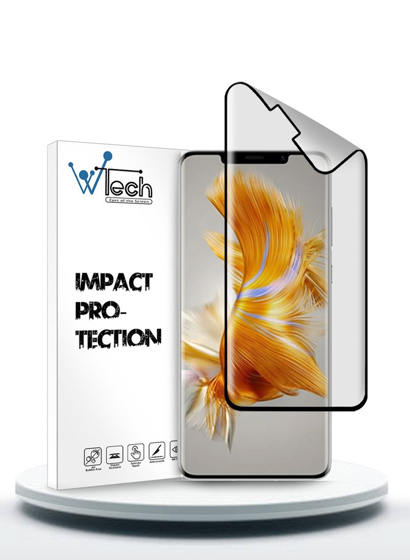 Wtech Huawei Mate 50 Pro 4G 2022 Nano Ceramic Full Glue Full Cover Matte Flexible Screen Protector - Clear/Black - Image 1