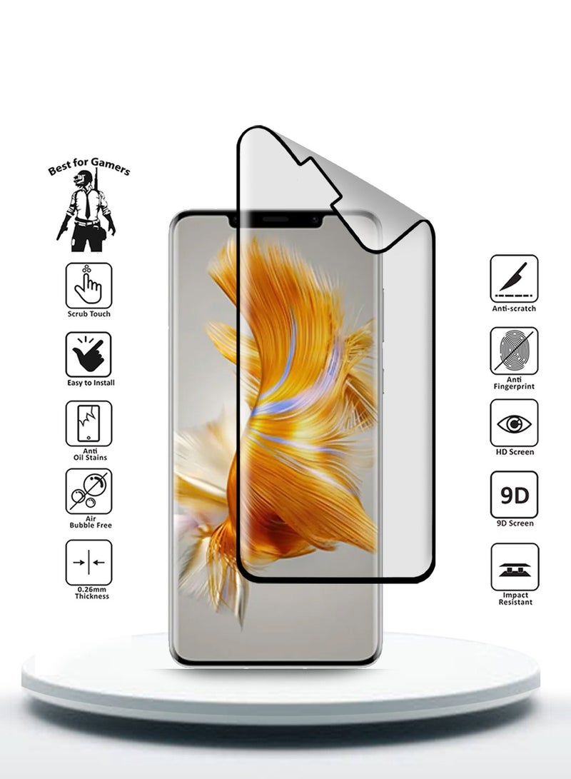 Wtech Huawei Mate 50 Pro 4G 2022 Nano Ceramic Full Glue Full Cover Matte Flexible Screen Protector - Clear/Black - Image 2