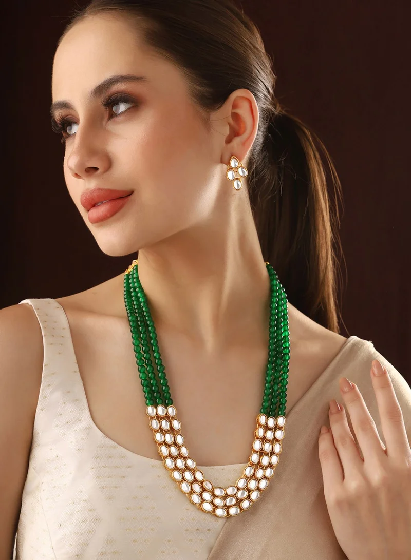 برياسي Kundan-Studded  Beaded Jewellery Set