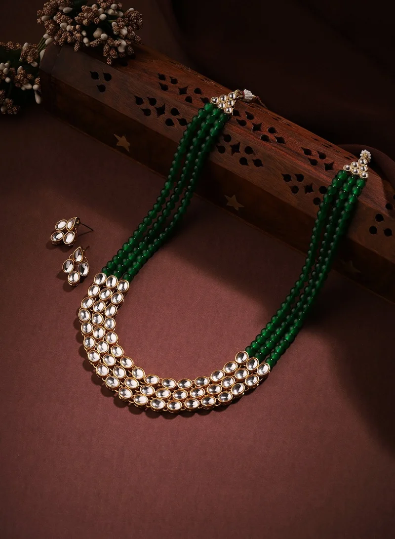برياسي Kundan-Studded  Beaded Jewellery Set