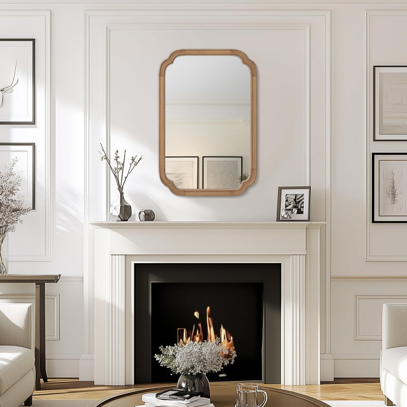 WallBeyond 20" x 30" Rounded Corner Arch Wall Mirror with Wood Frame for Entryway, Living Room or Bedroom Home Decor - Light Woodgrain [20" x 30" Honey-Colored] - Image 4