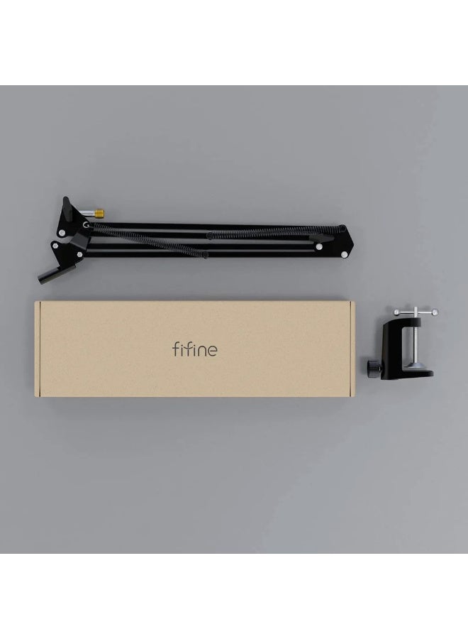 فيفين FIFINE CS1 Scissor Boom Arm Stand with 3/8" Thread Size and 5/8" Adapter for All Standard Mics, Mic Mounts, Shock Mounts Black - Image 2