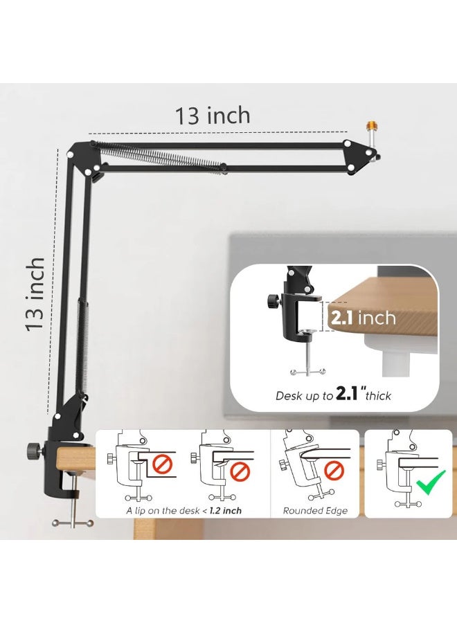 فيفين FIFINE CS1 Scissor Boom Arm Stand with 3/8" Thread Size and 5/8" Adapter for All Standard Mics, Mic Mounts, Shock Mounts Black - Image 4