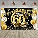 Blulu Birthday Party Decoration Extra Large Fabric Black Gold Sign Poster for Anniversary Photo Booth Backdrop Background Banner Birthday Party Supplies 728 x 433 Inch 60th - Image 3