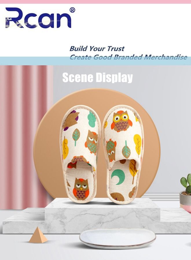 Rcan 5 Pairs Disposable Kids Guests Slippers, Closed Toe Bulk for Shoeless Home Multicolor Cotton Boys Girls Slipper for Indoor Hotel SPA Travel Park  - Image 2