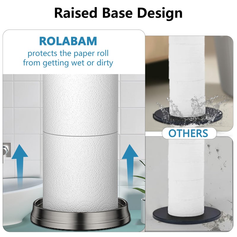 ROLABAM Toilet Paper Holder Stand with Reserve Function  Free Standing Toilet Paper Holder for Bathroom  Toilet Paper Stand with Reserve for 4 Rolls 22.5"" Height (2 Pack  Brushed Nickel) - Image 3
