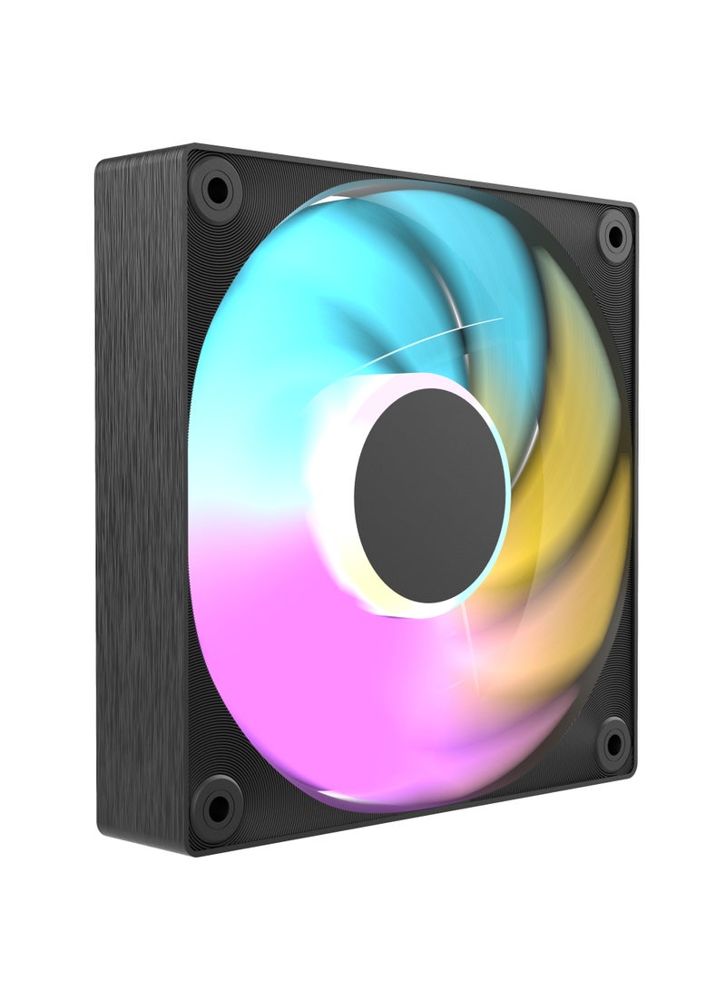 POWER CD-ARGB 25mm Thickness PWM Fan with 5V 3-pin ARGB for Radiator/CPU Cooler/Computer Case, Black (Single Pack)  - Image 1