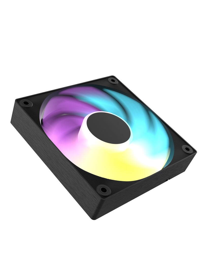 POWER CD-ARGB 25mm Thickness PWM Fan with 5V 3-pin ARGB for Radiator/CPU Cooler/Computer Case, Black (Single Pack)  - Image 4