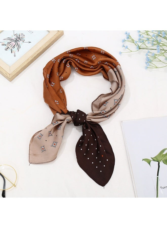 Ucanbe 70×70cm Luxury Faux Silk Scarf for Women Fashion Versatile Office Square Scarf Vintage Printed Neck Scarf - Image 1