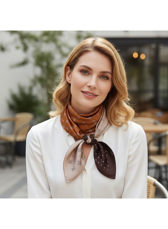 Ucanbe 70×70cm Luxury Faux Silk Scarf for Women Fashion Versatile Office Square Scarf Vintage Printed Neck Scarf - Image 2