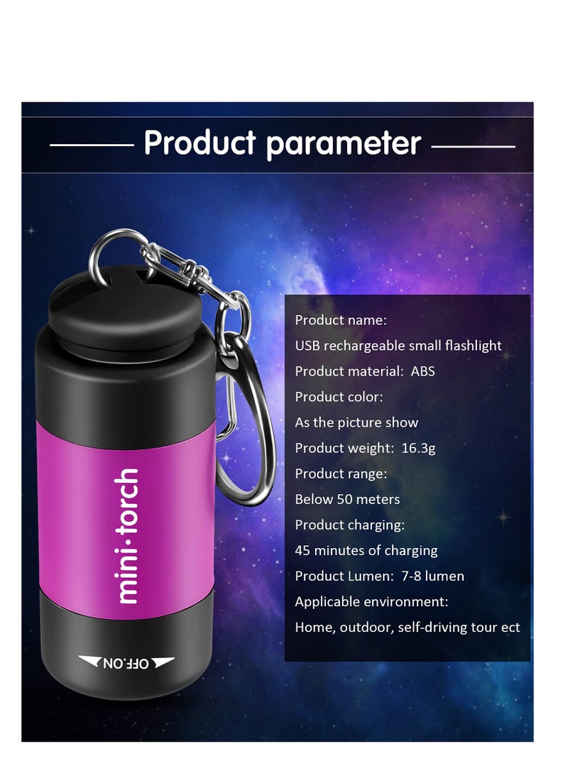 KASTWAVE 12 Pieces Mini Keychain Flashlight USB Torch Rechargeable Colorful LED Flashlight High-Powered Keychain Lamp  - Image 5