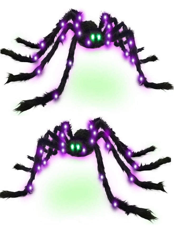 VOMAOK Halloween Spider Decorations 4ft Light Up Giant Spider(2 Pack) with Green Lighted Eyes for Indoor Outdoor Halloween Decorations Yard Party House Décor - Image 1