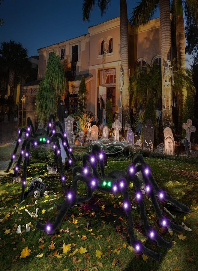 VOMAOK Halloween Spider Decorations 4ft Light Up Giant Spider(2 Pack) with Green Lighted Eyes for Indoor Outdoor Halloween Decorations Yard Party House Décor - Image 5