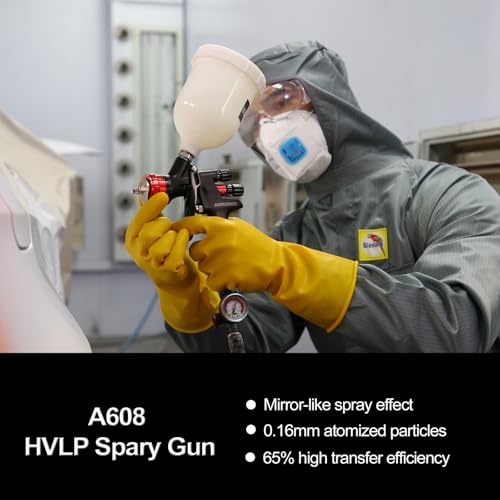 AEROPRO Tools A608 HVLP Air Spray Gun 13mm Nozzle 600cc Plastic Cup Auto Paint Spray Gun Automotive Paint Gun Body Repair Paint Spray Guns Car Paint Gun for Touch Up Primer Top Coat - Image 3