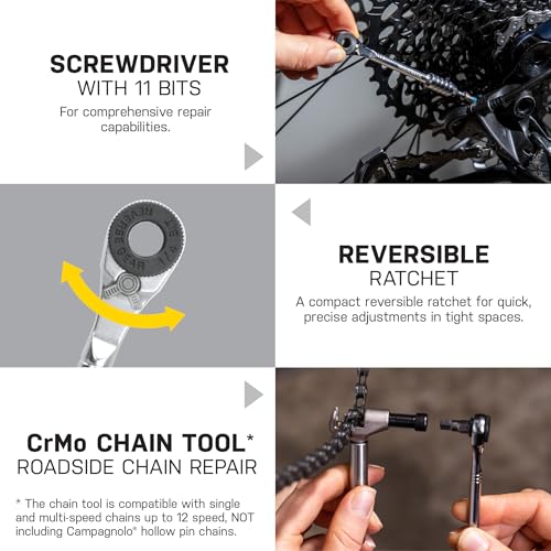 Topeak Ratchet Rocket Lite NTX+ Bike Repair Tool Kit – 19 Function Compact Multitool with Adjustable Torque TorqBit (2–6 Nm), Allen & Torx Bits, Phillips Driver, Chain Tool, Magnetic Bit Holder & Case - Image 4