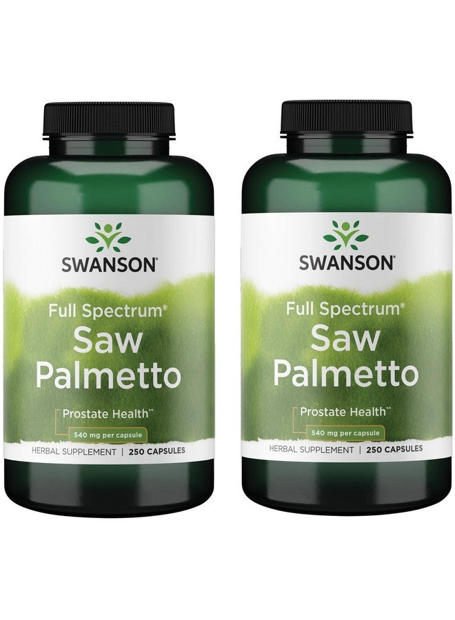 Swanson Saw Palmetto - Herbal Supplement Promoting Male Prostate Health Support - Natural Hair Supplement & Urinary Health Support (540 mg 250 Capsules) (2 Pack)