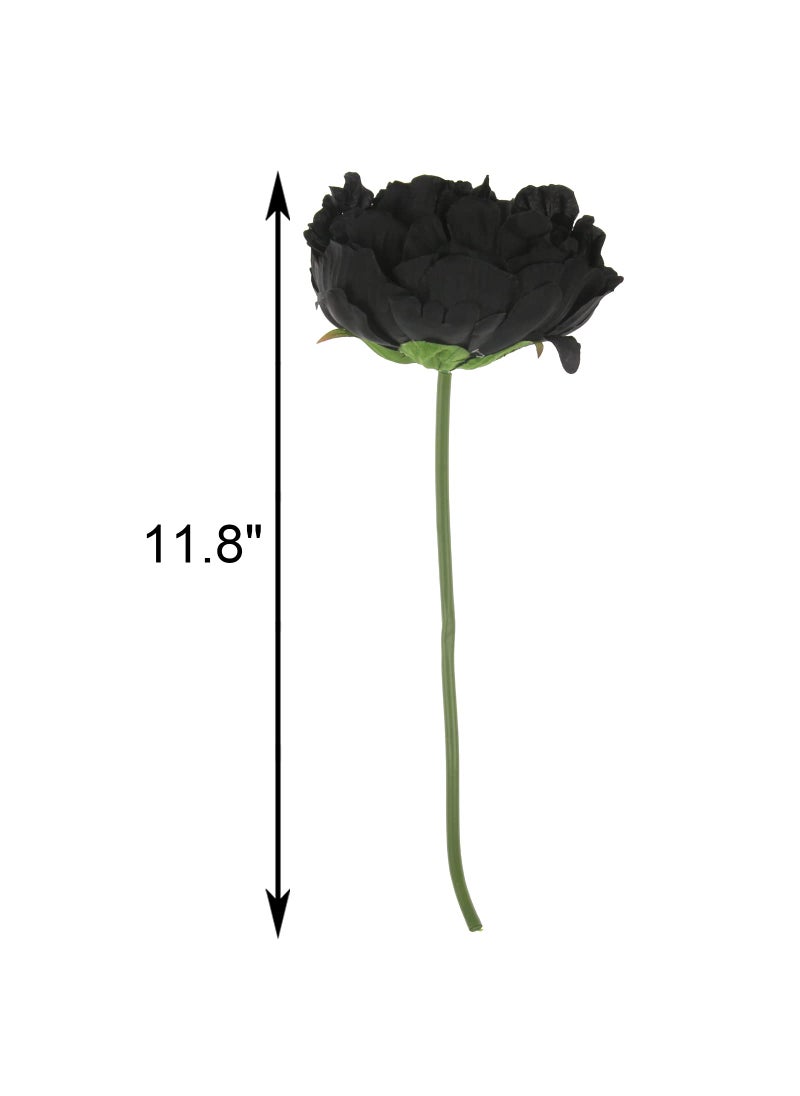 Tinsow Tinsow Artificial Peony Flowers Black Silk Flowers Peony Bouqeut for Halloween Home Deorations Gothic Wedding (Black  10)  - Image 2