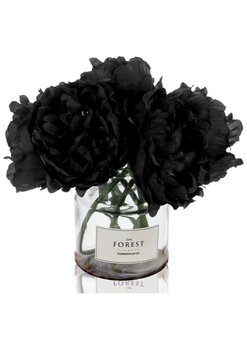 Tinsow Tinsow Artificial Peony Flowers Black Silk Flowers Peony Bouqeut for Halloween Home Deorations Gothic Wedding (Black  10)  - Image 4
