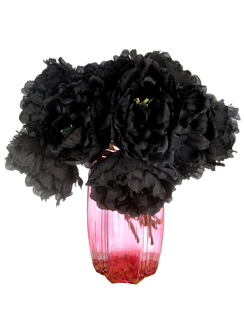 Tinsow Tinsow Artificial Peony Flowers Black Silk Flowers Peony Bouqeut for Halloween Home Deorations Gothic Wedding (Black  10)  - Image 1