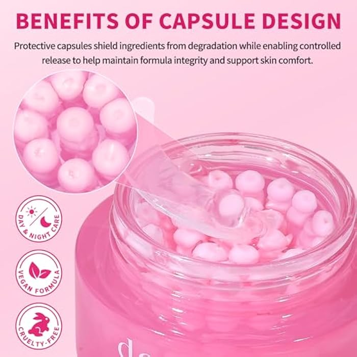 dewyhour Pink Collagen Capsule Face Cream, Lightweight Face Moisturizer, Smoothing & Firming, Brightening Glow, Improves Appearance of Uneven Tone, Korean Skincare, For Dry Skin - Image 2
