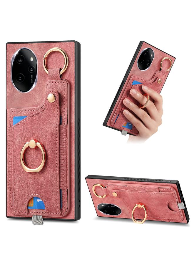 S-TOP Case For Honor 100 5G Retro Skin-feel Ring Card Bag Phone Case with Hang Loop - Image 1