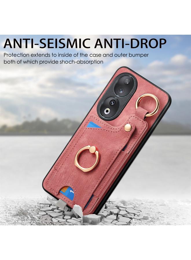 S-TOP Case For Honor 100 5G Retro Skin-feel Ring Card Bag Phone Case with Hang Loop - Image 4