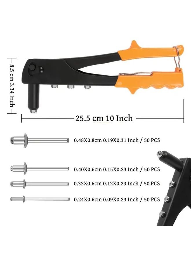 4 In 1 Hand Riveter Gun Tool Kit With 200pcs Rivets Heavy Duty Manual Operation - Image 3
