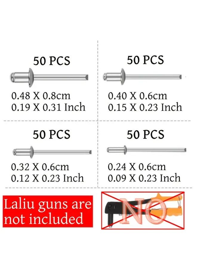 4 In 1 Hand Riveter Gun Tool Kit With 200pcs Rivets Heavy Duty Manual Operation - Image 1