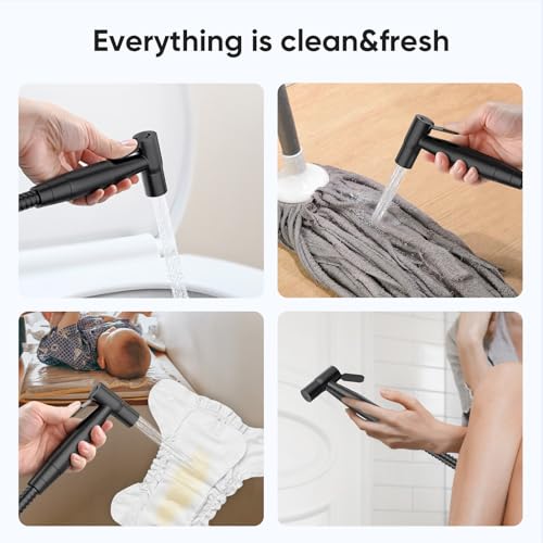 Arofa Handheld Toilet Bidet Sprayer for Toilet-Adjustable Water Pressure Control with Bidet Hose for Feminine Wash, Stainless Steel Brushed Nickel Bidet Faucet Cloth Diaper for Baby Wash, Black,3 Pack - Image 3