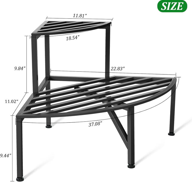Dipion Corner Plant Stand Outdoor Metal,2 Tier Heavy Duty Ladder Plant Shelf Indoor for Multiple Plants,37.08" L x 22.83" W x 20.07" H,Black - Image 5
