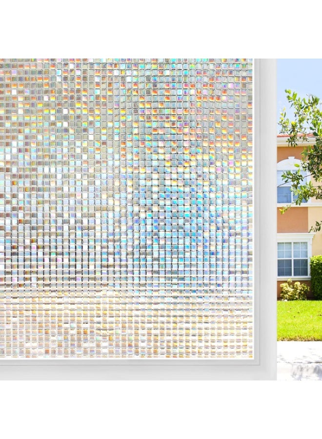 rabbitgoo Window Privacy Film Stained Glass Window Film Mosaic Static Cling Decorative Window Vinyl, Removable Rainbow Window Tint, Non-Adhesive UV Blocking for Home Office, 17.5 x 78.7 inches - Image 2