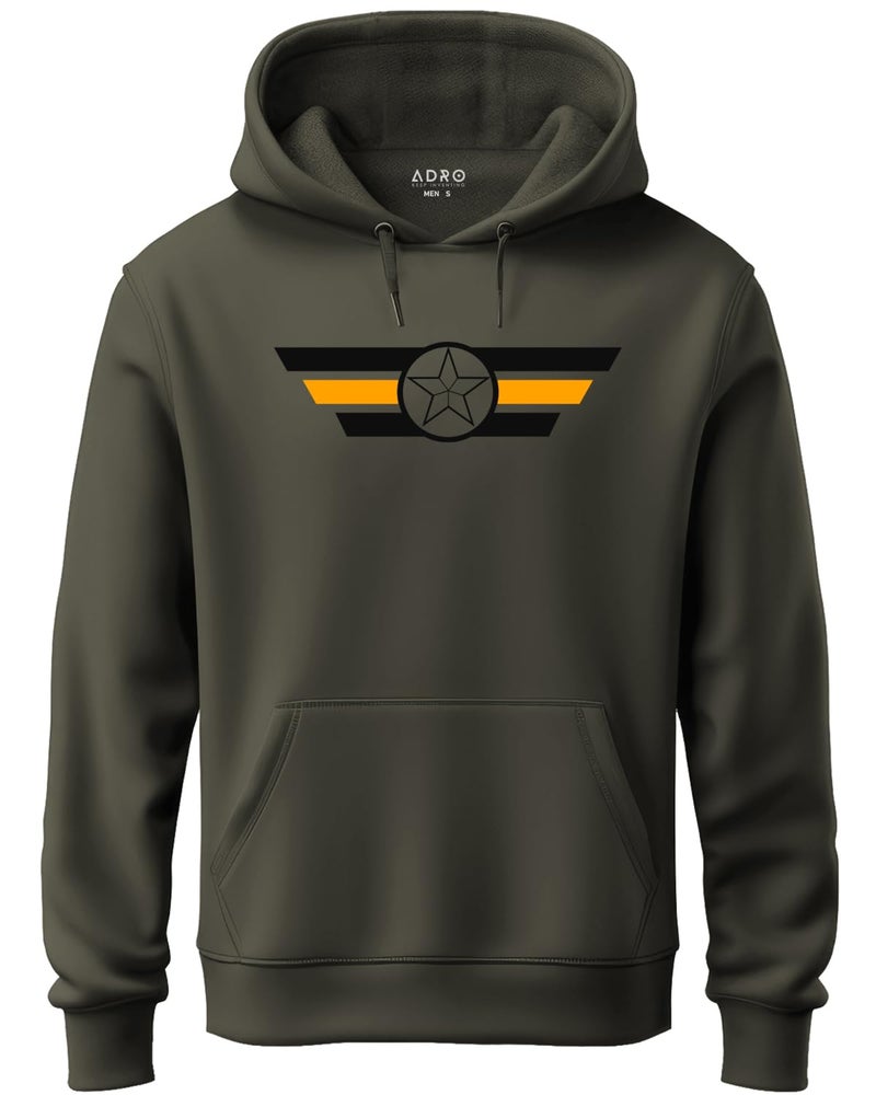 ADRO Men's Cotton Neck Hooded Sweatshirt (H21-M-CAP-OL_Olive_M) - Image 1