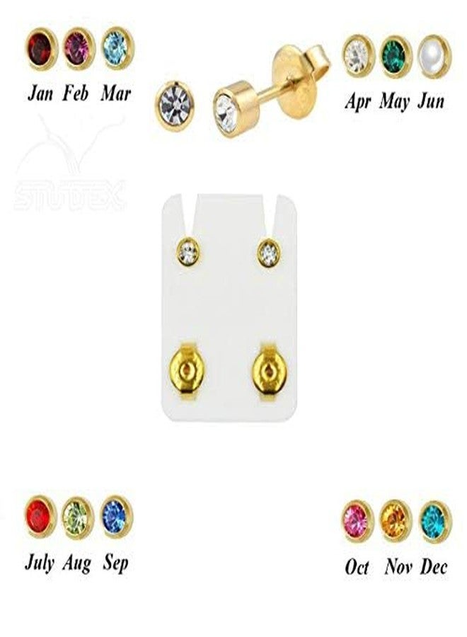 SWISSO Stainless Steel with Crystal Stud Earrings for Unisex, Multicolour - Image 3
