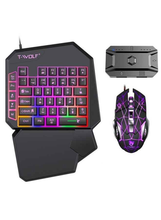 THUNDERWOLF T-wolf Tf900 Keyboard And Mouse Combo Gaming Gear One-handed Keyboard Five-piece Set - Image 1