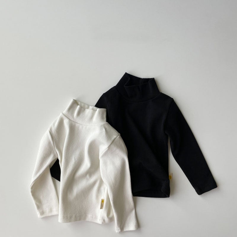 Korean style spring, autumn and winter New half turtleneck cotton bottoming shirt baby trendy close-fitting sports striped long sleeve T-shirt - Image 2