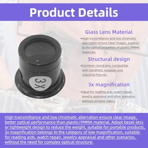 LJZP 6 Pcs Jewelers Loupe with Holder, Monocular Magnifier Magnifying Glass Eye Loop Magnifier 3X/5X/10X/15X/20X and 30 x 36 mm Lens Watch Loupe Jewelry Experimental Repair Tool for Watchmaker - Image 5