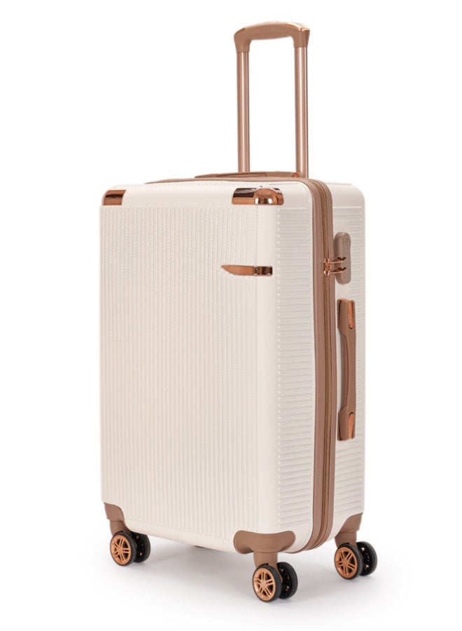 ليمرا طقم شنط سفر مكون من 5 حقائب أمتعة بـ 4 عجلات بتصميم صلب و حديث بيج/ذهبي - Image 3